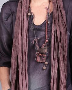 Distressed Clothes, Distressed Outfit, Color Outfits, Boho Beautiful, Leather And Wood, Detailed Necklace, Wood Detail, Leather Necklace