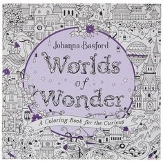 an adult coloring book with the words world's wonder written in purple and white