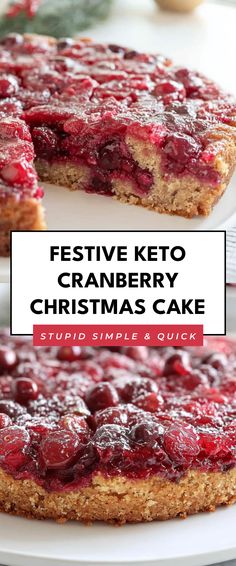 Image for Festive Keto Cranberry Christmas Cake Keto Cranberry, White Chocolate Raspberry Cake, Cranberry Christmas Cake, Cranberry Christmas, Baking With Coconut Flour, Keto Christmas, Moist Cake, Christmas Cake Recipes, Low Carb Treats