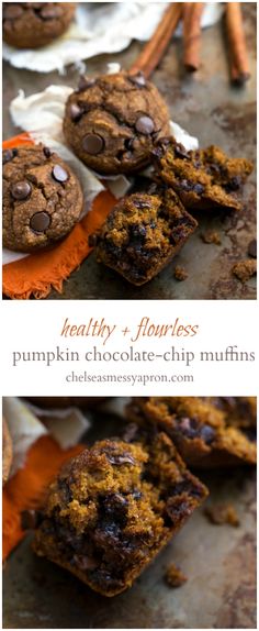 healthy and delicious pumpkin chocolate chip muffins