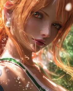 Close-up of Nami from One Piece, showcasing her detailed, high-resolution anime artwork with vibrant colors and intricate details. Pfp Profile, One Piece Nami, Desktop Background