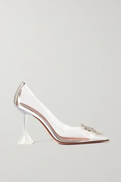 We can't guarantee Amina Muaddi's 'Begum' pumps will enchant Prince Charming, but you'll look every bit as magical as Cinderella when you slip them on. Made in Italy from clear and silver PVC, they're each embellished with a glistening crystal brooch and rest on a signature fluted heel. The sleek pointed toes will lengthen your legs. Enchanted Prince, Amina Muaddi Begum, Amina Muaddi Shoes, Amina Muaddi, Crystal Brooch, Shoes Heels Pumps, Prince Charming, High Heel Pumps, Pump Shoes