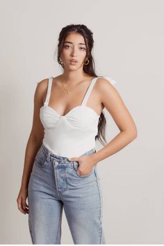 Ivory Bustier Top - White Tie Strap Top - Smocked Back Bustier Shoulder Tie Top, Lilac Crop Top, Tie Strap Top, Bottomless Mimosas, Brunch Outfit, Chic Outfit, Cute Everyday Outfits, Bustier Top, White Tie