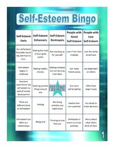 the self - esttem bingo game is shown