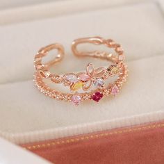 📌 Please Note: When adjusting the ring, please squeeze or expand the ring body slowly and gently. 💎 Materials: 14k Rose Gold Electroplated - more durable than regular platings Cubic Zirconia 📐 Size: Adjustable Open Design - Size 6+ Adjustable Rose Gold Cubic Zirconia Rings, Elegant Adjustable Rose Gold Butterfly Ring, Rose Gold Flower-shaped Rings With Cubic Zirconia, Rose Gold Flower-shaped Cubic Zirconia Rings, Adjustable Cubic Zirconia Flower Ring For Promise, Adjustable Rose Gold Toe Ring, Adjustable Rose Gold Flower Toe Ring, Adjustable Rose Gold Flower Ring For Anniversary, Adjustable Dainty Rose Gold Butterfly Ring