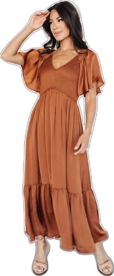 Staple Dress, Baltic Born, Dark Copper, Pretty Dress, Copper Color, Dressed Down, Ruffle Hem, Flutter Sleeve, Pretty Dresses