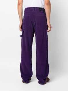 DARKPARK Corduroy straight-leg Cargo Trousers - Farfetch Slacks Men, Mens Slacks, Cord Trousers, Purple Pants, Cargo Trousers, Mad Hatter, Dark Purple, Color Scheme, Mens Pants