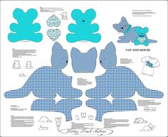 the cut and sew pattern for blue teddy bears