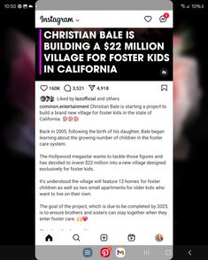 the instagram page for christian bale is being displayed on an iphone screen in california