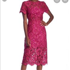 Automatic 10% Off Bundles Of 2 Or More Items! Nsr Lined With Some Peekaboo In The Ab Area Midi Dress Fuchsia Pink Lace Overlay Size: Small -Ptp 16 Inches -Length 44 Inches Automatic 10% Off Bundles Of 2 Or More Items! Fast Shipping From Texas. Check Out My Closet For Designer Clothing Like Johnny Was, Anthropologie And Only Pay One Shipping Price For Up To 5lbs! Pink Lace Midi Dress, Short Sleeve Midi Dress, Butterfly Dress, Lace Short, Cotton Midi Dress, Midi Short Sleeve Dress, Red Midi Dress, Pink Midi Dress, Linen Skirt