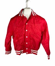 Vintage Sportsmaster Red Snap Up Jacket Windbreaker Men Size M Coaches Jacket. Shipped with USPS Priority Mail. Great coat this came out of a large store liquidation. Comes as shown missing tags. Coaches Jacket, Great Coat, Mens Windbreaker, Coach Jacket, Priority Mail, Vest Jacket, Heathers, Varsity Jacket, Coaching