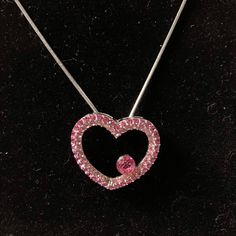 Item is in excellent condition.  Please examine pictures carefully before purchasing.  All items are sold as is. Pink 2000s Aesthetic, 15 Necklace, 2000s Aesthetic, Y2k Pink, Open Heart, Pink Crystal, Snake Chain, Pink Heart, Heart Necklace