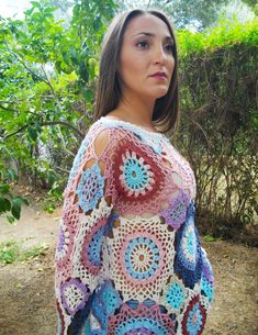 Crochet motifs sweater crochet blouse Spring Summer Boho | Etsy Bohemian Crochet Sweater For Summer, Bohemian Crochet Lace Sweater For Fall, Fall Bohemian Crochet Lace Sweater, Casual Multicolor Festival Sweater, Bohemian Crochet Sweater For Beach, Winter Bohemian Crochet Top With Long Sleeves, Bohemian Beach Sweater With Crochet Details, Spring Festival Crochet Sweater, Bohemian Crochet Top For Fall