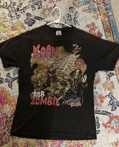 Korn Rob Zombie T Shirt N297  Shirt Outfit Idea Easy 30 day return policy 2000s Numetal Fashion, My Metal Outfits, Metal Head Clothes, Metal Band Tees, Rob Zombie T Shirt, Personalized T Shirt, Zombie T Shirt, Rob Zombie, New Rock