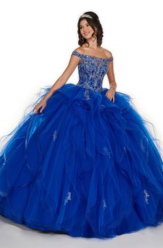 Blue Wedding Dress Royal, Quincenera Dresses, Quinceanera Collection, Quince Dresses Royal Blue, Quinceañera Ideas, Matching Embroidery, Mary Dress, Theme Preschool, Quinceñera Dresses