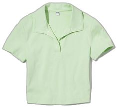 Sporty Polo Collar Top For Summer, Trendy Cotton Tops With Collared Neckline, Sporty Green Collared Tops, Trendy Cotton Top With Collared Neckline, Green Collared Sporty Tops, Sporty Collared Green Tops, Green Relaxed Fit Collared Top, Sporty Collared Shirt For Spring, Green Relaxed Fit Top With Collared Neckline