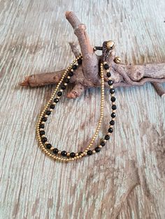 Onyx Faceted Beaded Double Chains Brass Anklet/Bracelet Adjustable Dangle Gold Beaded Bracelets, Adjustable Gold Beaded Dangle Bracelets, Adjustable Gold Beaded Bracelets With Dangling Beads, Adjustable Beaded Gold Anklets, Hippie Women, Crafty Jewelry, Fancy Jasper, Brass Bell, Women Anklets