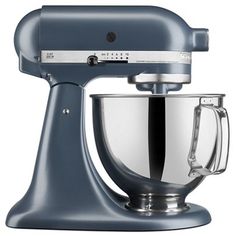 an image of a blue mixer on a white background