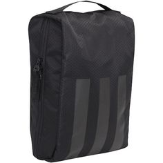 a black bag with grey stripes on it