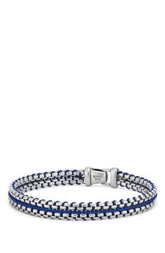 David Yurman Woven Box Chain Bracelet | Nordstrom Modern Blue Jewelry With Stainless Steel Clasp, Luxury Adjustable Box Chain Bracelet, Blue Jewelry With Stainless Steel Clasp For Gift, Nylon Cord Bracelet, David Yurman Mens, Man Weave, Cord Bracelet, Micro Macrame, Box Chain