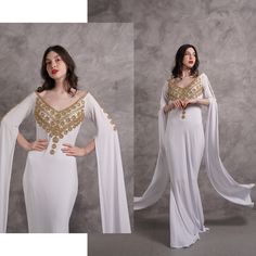 "We always use Premium Quality of Spandex , Exclusive Turkish beads and Dubai Swarovski ( Premium hand-beaded ) , it will stretch and follow your body shape. info : Our model wearing SMALL size and 5'5\" FAQ 1. Are your Dresses have a good stretch and what are the dresses made from? Yes Queens! All of our Dresses are absolutely stretchy! Only those premium quality materials are selected ( Spandex & Velvet ), we are very careful and diligent in selecting good materials. Fyi, our model you see in all over the pictures usually wearing medium size Dresses. Yet, in some occasions, the small size one does fits her too. In the case you want your Dresses have a hug/tight fitting, we suggest you to order one size down. Similarly, if you want your dress just fits to your body, then just order based Abaya For Wedding, Moroccan Abaya, Best Stretches, Night Party, Good Stretches, Party Night, Body Shape, Hand Beading, Dress Clothes For Women