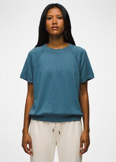 Cozy Up T-shirt | prAna Versatile Crew Neck Tops For Everyday, Versatile Everyday Crew Neck Tops, Everyday Crew Neck Tops, Casual Crew Neck Sweatshirt, Short Sleeve Athleisure Tops For Relaxation, Casual Cozy Fit Tops For Relaxation, Soft-washed Cozy Fit Tops For Everyday, Short Sleeve Sweatshirt For Loungewear, Short Sleeve Athleisure Sweatshirt For Loungewear