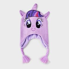 Amp up your accessories with the Girls' My Little Pony Beanie in Purple. This fashion beanie is made of midweight knit and adjustable fabric for all-day cozy comfort. It features ‘My little Pony’ graphics in the beanie to add a cute touch to their cool-weather outfit, while the pull-on style allows for easy on and off making it a must have for your winter wardrobe. Fashion Beanie, Girls Tie, Girls Fleece, Acrylic Fabric, Scarf Hat, Knitting Girls, Kids Outfits Girls, Pom Beanie, Polar Fleece