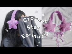 the crochet star earmuffs are made to look like they're wearing bras