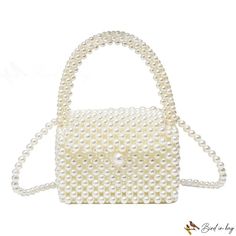 Bird in Bag - Pearl woven small square bag new women's bags fashion simple single shoulder bag handbag crossbody bag White Top Handle Flap Bag As Gift, White Top Handle Flap Bag For Gift, White Flap Bag With Top Handle For Gift, Trendy Rectangular Phone Bag For Summer, Rectangular Bags With Pearl Handle For Daily Use, Spring Rectangular Bag With Pearl Handle, Chic Summer Phone Shoulder Bag, Chic Shoulder Phone Bag For Summer, Summer Crossbody Shoulder Bag With Pearl Handle