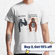 Standard fit with double-needle hems for durability. Solid colors are 100% preshrunk cotton, heather colors are cotton blend. Range of colors available, with the option to print on front or back. Size range S-3XL, suitable for men and women. Hey there! Get hyped for our Gorilla Tag VR game design on Redbubble! It's the ultimate adventure for gamers who love virtual reality. Our design features a savage gorilla ready to take on the challenges of Gorilla Tag. With its ripped muscles and killer sta Athletic Heather Cotton T-shirt For Fans, Athletic Heather Graphic Print T-shirt, Athletic Heather Graphic Tee With Print, Heather Grey Cotton Graphic T-shirt, Heather Grey Cotton T-shirt With Graphic Print, Heather Grey Cotton Tops With Screen Print, Heather Grey Graphic Print Cotton T-shirt, Cotton Athletic Heather T-shirt With Logo Print, Athletic Heather Graphic Cotton T-shirt