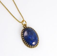 Blue Sodalite Gemstone Pendant in Antique by SerendipDesignsJewel, $36.00 Classic Brass Jewelry With Cabochon, Gold Jewelry With Large Oval Cabochon Stone, Handmade Yellow Gold Necklace With Oval Cabochon, Brass Cabochon Round Pendant Necklace, Brass Oval Pendant With Cabochon, Brass Cabochon Oval Pendant Jewelry, Antique Gold Brass Necklace With Cabochon, Gold Oval Lapis Lazuli Jewelry, Antique Gold Cabochon Brass Necklace