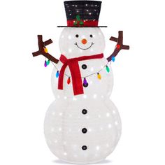 If you're dreaming of a white Christmas, this handsome gentleman is ready to help. This 5-foot pop-up snowman is the perfect blend of holiday nostalgia and durable design. Plush fabric is arranged on a rigid wire frame that collapses for easy setup, breakdown, and storage, while fun details like a hat, buttons, and string lights add character. The figure comes pre-strung with 200 LED fairy lights which remain cool to the touch and are environmentally friendly. Lastly, six ground stakes make this Handsome Gentleman, Hat Scarf, Wire Frame, The Holiday Aisle, Outdoor Christmas, Fairy Lights, Pop Up, Led Lights, Led