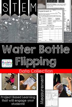 the water bottle flipping data collection is shown in black and white with red accents