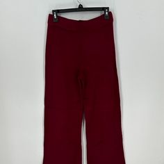 Brand New With Tags Wide Leg Elasticized Banded Waist Ribbed Details 50% Viscose 28% Polyester 22% Nylon Waist- 14'' Inseam- 27'' Red Wide Leg Pants With Elastic Waistband For Work, Stretch Wide Leg Red Pants For Workwear, Burgundy Full Length Bottoms For Work, Red Elastic Waistband Bottoms For Work, Burgundy Full Length Bottoms For Workwear, Stretch Wide Leg Burgundy Pants, Stretch Burgundy Wide Leg Pants, Burgundy Stretch Wide Leg Pants, Burgundy Full-length Bottoms For Workwear