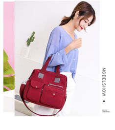 Mobile Phone Bag For School, Functional Large Capacity Diaper Bag, Large Capacity Red Nylon Shoulder Bag, Multifunctional Shoulder Bag For Everyday Use, Multifunctional Bags For Everyday Use, Multifunctional Mobile Phone Shoulder Bag, Everyday Use Multifunctional Bag, Waterproof Nylon Bags, Backpack-style Shoulder Bag With Zipper Pocket