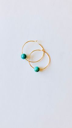 New! Gold filled beaded hoop earrings. Made with 14kt gold filled hoops (20mm, about an inch) and a  small 6mm turquoise beads.  Simple small hoop earrings and very lightweight earrings, great for spring/summer! ( See picture to reference size) Minimalist Turquoise Hoop Earrings For Gifts, Minimalist Turquoise Hoop Earrings As Gift, Minimalist Turquoise Earrings For Everyday Wear, Minimalist Turquoise Earrings For Everyday, Small Turquoise Hoop Earrings For Everyday, Turquoise 14k Gold Filled Earrings For Everyday, Everyday Turquoise Hoop Earrings, Dainty Green Hoop Earrings, Dainty Green Round Hoop Earrings