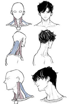 four different views of the back of a man's head, neck and shoulder