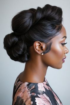 Cute Red Carpet Hairstyles, 4c Natural Hair Wedding Styles, Black Tie Event Hairstyle Black Women, Messy Pin Up Hairstyles For Black Women, Elegant Hairstyles Diy, Natural Hair Bridal Updo Black Women, Hairstyles For Elegant Dresses, French Rolls For Black Women