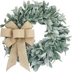 PRICES MAY VARY. 1.UNIQUE DESIGN.Easy Fine wreaths are all handmade by a school of ingenious and pleasant floral designers with carefully chosen good quality materials.We focus on providing stunning realistic looking and cheery wreaths that can brighten surroundings. 2.FRONT DOOR WREATHS FOR ALL SEASONS.Lambs ear wreath is a classic year round everyday wreath.It fits all seasons Spring/Summer/Fall/Autumn/Winter on its own. Also you can add different materials or just change the bow to make it a Front Door Wreaths, Lambs Ear Wreath, Burlap Bow, Greenery Wreath, Burlap Bows, Lambs Ear, Green Christmas, Front Door Decor, Summer Wreath