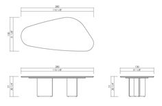 a drawing of a table and bench with measurements for the top, bottom and side