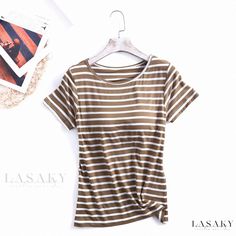 Lasaky - Upgraded Short-Sleeved One-Piece Loose Stripe Cup Cover with Chest Pad and Wire-Free Design Stripe Fashion, Stripe Shirt, Striped Sleeve, Striped Tank Top, Nursing Shirts, Short Shirts, Striped Tank, Chest Pad, Pajamas Women