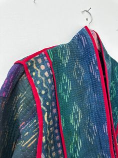 Old Vintage Kantha Gudri Piping Jacket Short Kimono Quilted Handmade For Women 3 | eBay Hand-stitched Long Sleeve Outerwear For Fall, Fall Long Sleeve Outerwear With Collage Stitching, Winter Multicolor Patchwork Blazer, Handmade Traditional Cotton Outerwear, Blue Long Sleeve Blazer With Patchwork, Vintage Hand-stitched Long Sleeve Outerwear, Vintage Patchwork Kimono For Festivals, Blue Long Sleeve Patchwork Blazer, Traditional Cotton Patchwork Outerwear