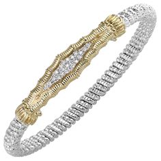 This gorgeous bracelet is from the Essentials collection by Alwand Vahan. Its quality and craftsmanship comes with every piece. It all starts with crisp sterling silver and rich 14k yellow gold. Then comes the placing of the dazzling diamond front and center. This bracelet can definitely hold its own or stack with others from your collection. Either way, this is a Stunning Bracelet just waiting to be yours. Vahan Bracelets, Vahan Jewelry, Silver Diamond Bracelet, Expensive Jewelry Luxury, Luxury Jewelry Brands, Expensive Jewelry, Diamond Bangle, Gorgeous Bracelet, Sterling Silver Bands