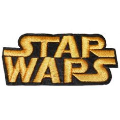 the star wars logo is shown in gold and black on a white background with an orange outline