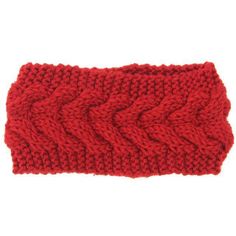 a red knitted headband on a white background