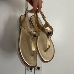 Brand New Gold Genuine Micheals Michael Kors Beach Sandal. Half Inch White Platform. Gold Beach, White Platform, Beach Sandals, Women's Shoes Sandals, Shoes Sandals, Michael Kors, Brand New, Sandals, Women Shoes