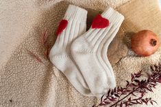 Red Felt Heart Socks Cozy and Soft White Wool Sock Cute - Etsy Cute Red Socks For Gifts, Handmade White Socks As Gift, Handmade White Socks For Gift, Handmade White Socks For Gifts, Cozy Handmade Socks For Stocking Stuffers, Cozy Knitted Socks For Gift, Cozy Knitted Socks For Gifts, Soft Round Toe Socks For Gifts, Felted Hearts