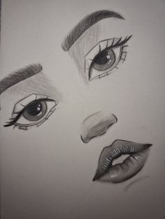 a pencil drawing of a woman's eyes