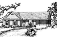 this is a black and white drawing of a house