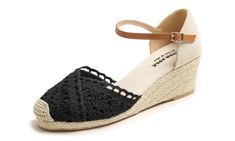 PRICES MAY VARY. Summer Fashion: These espadrilles are made of high quality breathable textile, lace and crochet, easy to match your daily outfit in tropical look, elegant and affordable way, designed vamp shape to make your feet in slim looking, very good for occasions in spring summer activites, party, date, costume dress, cosplay Comfort In Mind: Premium foam cushion insock with nice textile touching, beautiful crochet mesh cut out, breathable lining, comfortable and healthy for your feet, no Crochet Easy, Slip On Flats, Summer Flats, Black Wedge, Flats Shoes, Costume Dress, Beautiful Crochet, Daily Outfits, Summer Shoes